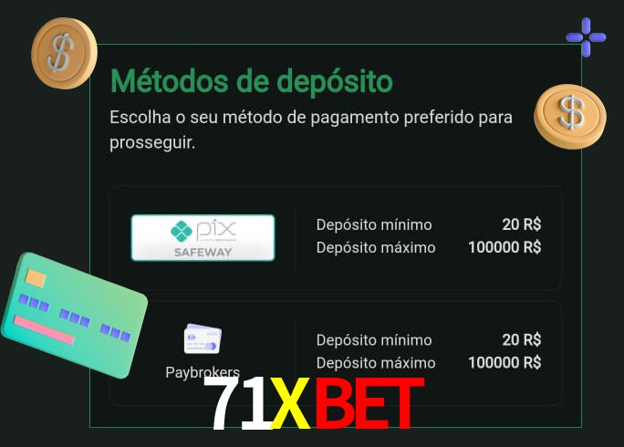 O cassino 71Xbet oferece uma grande variedade de métodos de pagamento